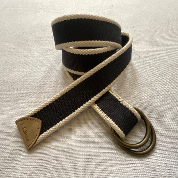 •NEW L.L.Bean Cotton Canvas Leather Unisex Adjustable Belt Size M NWOT - Picture 10 of 10